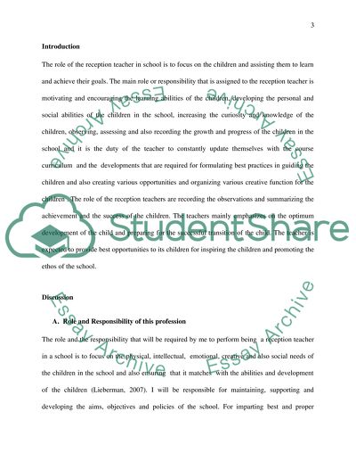 The Role of the Reception Teacher in School