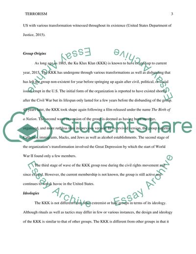 Terrorism - Ku Klux Klan and the Al Qaeda