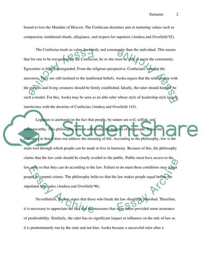 How do You Think a Confucian, a Daoist, and a Legalist would Evaluate Asoka as a Ruler