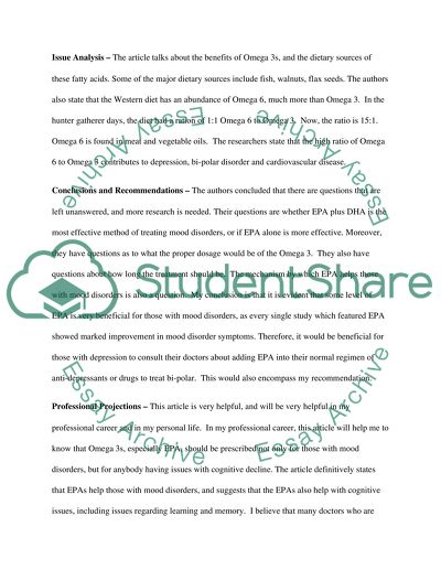 Omega 3 Nutrition Article