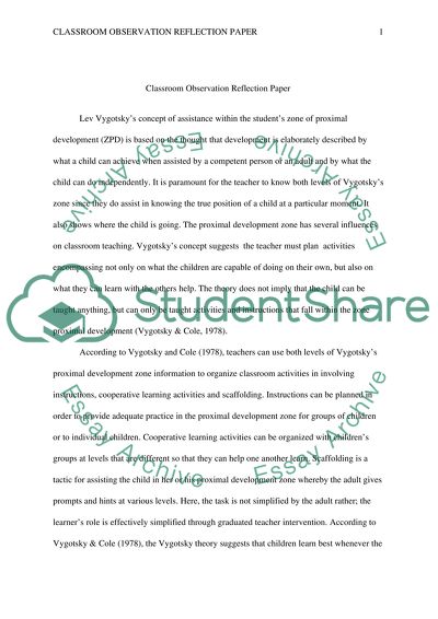 student teacher observation essay