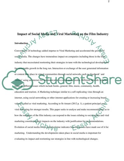 The Impact of Social Media and Viral Marketing on the Film Industry