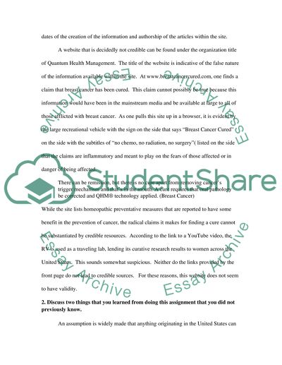 The criteria that you used to choose each site