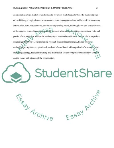 Mission Statement and Marketing Research