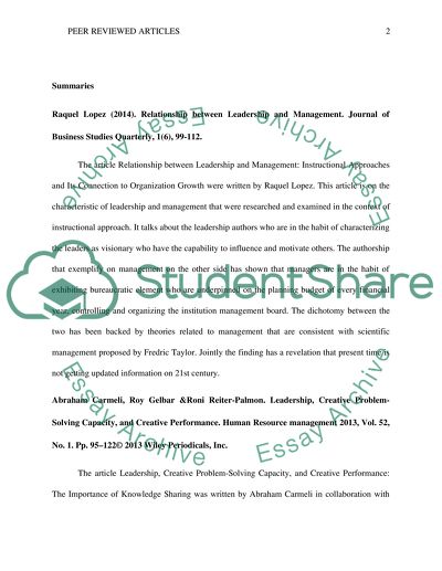 Peer Reviewed Articles