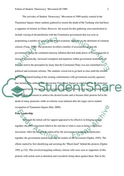 Failure of Student Democracy Movement of 1989