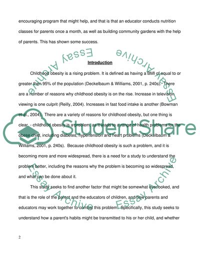 Parents perspective towards childhood obesity in early years