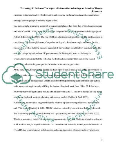 The Impact of Information Technology on the Role of Human Resources