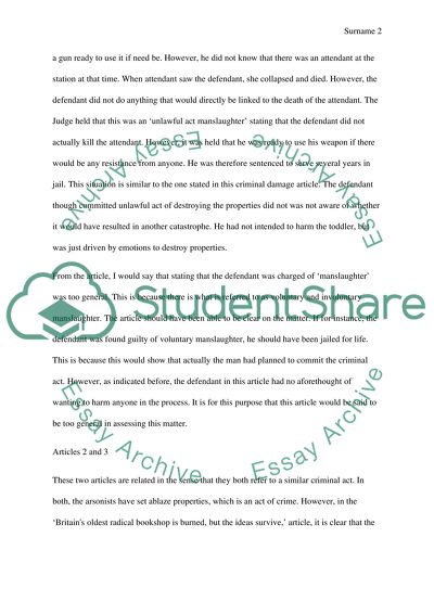 Manslaughter and Criminal Law