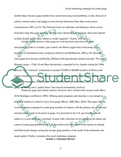 Social Marketing Campaign for Youth Gangs