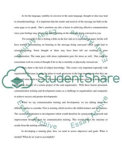 Organizational Communication Analysis: Training and Development