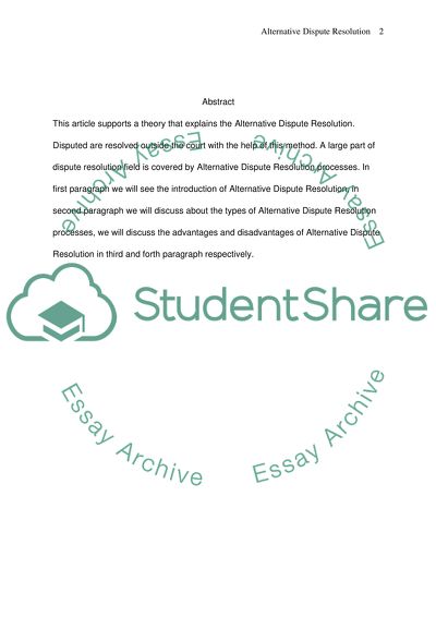 Alternative dispute resolution