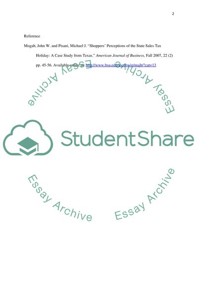 Perceptions of the State Sales Tax Holiday