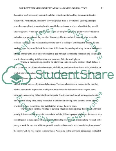 Gap between Nursing Education and Nursing Practice