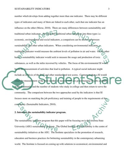 Sustainability Indicators
