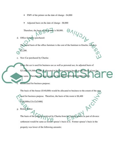 Basis of Emelio and Charitas Assets