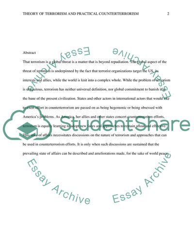 Theory of Terrorism and Practical Counterterrorism