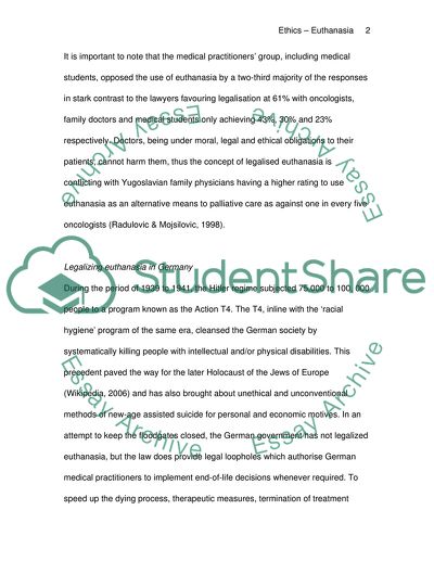 Against the Legalisation of Euthanasia