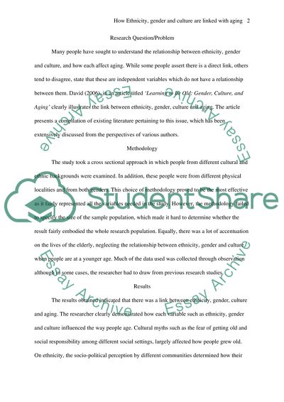 How Ethnicity, gender and culture are linked with aging