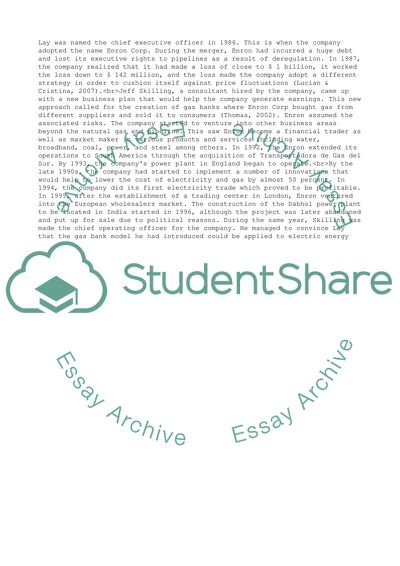 History and Background of Enron Company