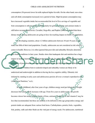 Child And Adolescent Nutrition