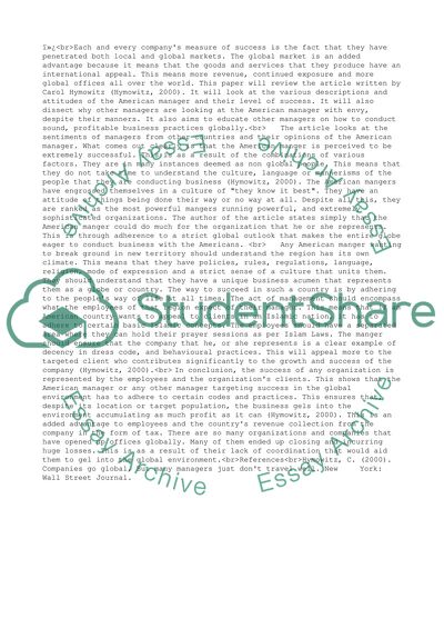 Companies Go Global, But Many Managers Just Dont Travel Well