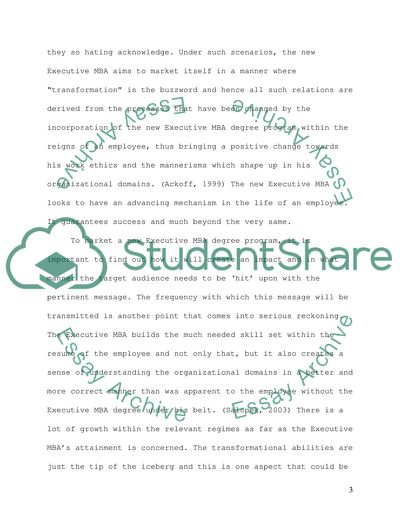 Marketing Study on the New Executive MBA Degree Program