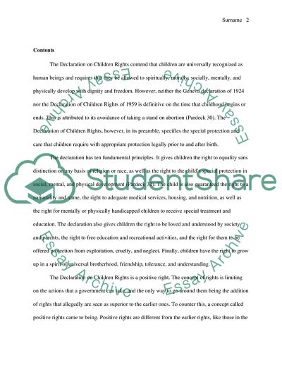 The Declaration of Children Rights in the International Community