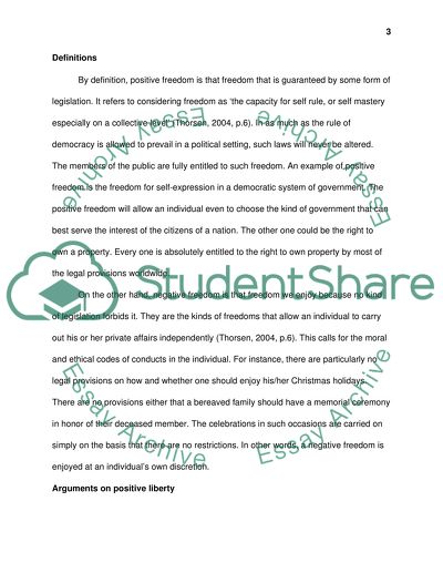 The Arguments Concerning the Two Concepts of Liberty