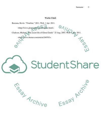 Events [in his life and around him] that shaped Glenn Goulds adult life