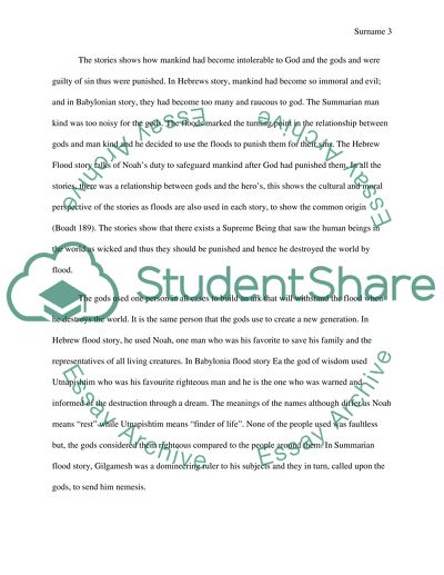 A comparison of Hebrew Flood Story, Babylonian and Summarian Flood Story