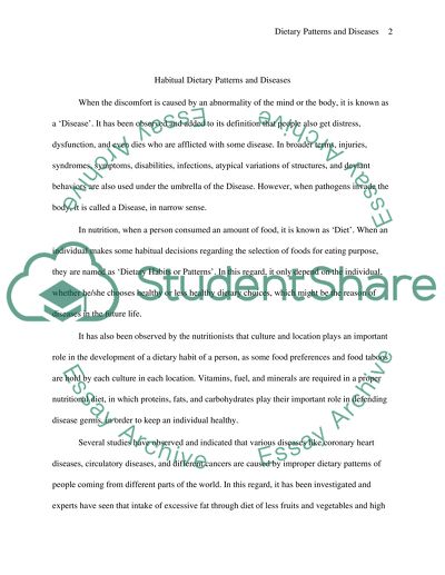 Habitual Dietary Patterns and Diseases