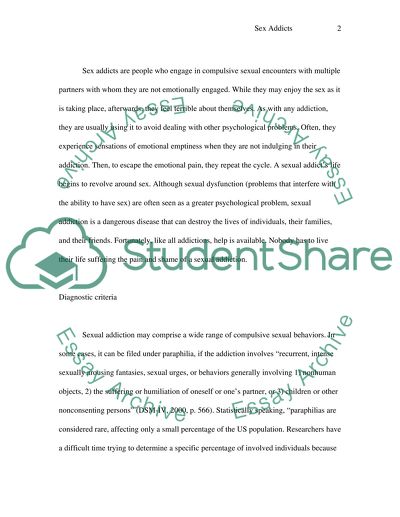 Diagnostic Criteria of Sex Addicts