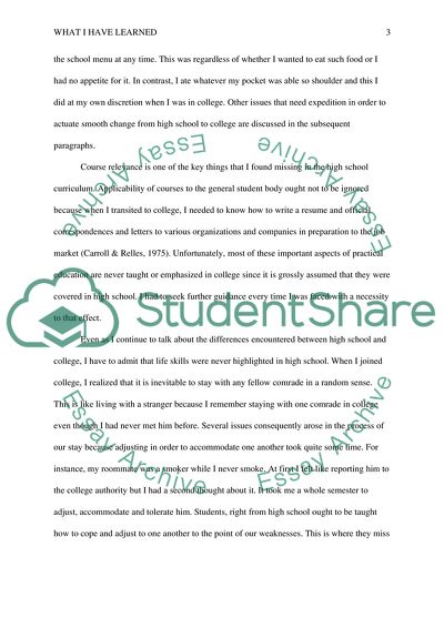 Transition from High School to College