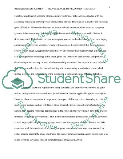 Assignment 1: professional development seminar