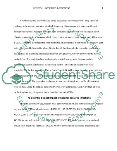 Hospital Acquired Infections and Its Impact on Hospital Finances