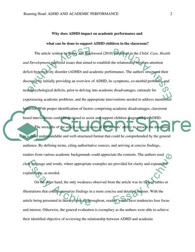 Attention Deficit Hyperactivity Syndrome and Academic Performance