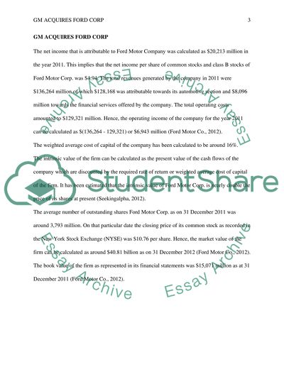 Business combination: GM Aquirse Ford Corp