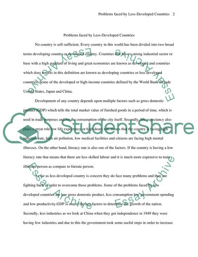 Problems of Less Developed Countries