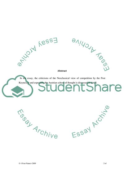 Neoclassical View of Competition