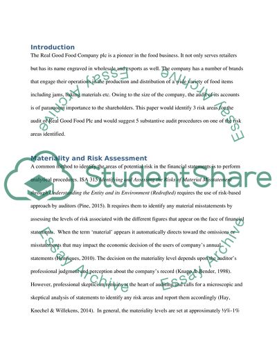Audit for Real Good Food Plc