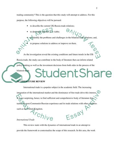 Analysis of Russian-British Economical and Trade Cooperations