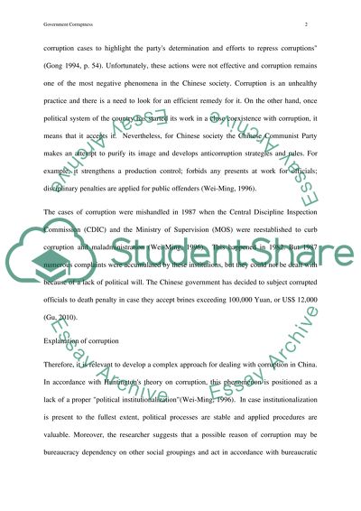 Government Corruptness in China