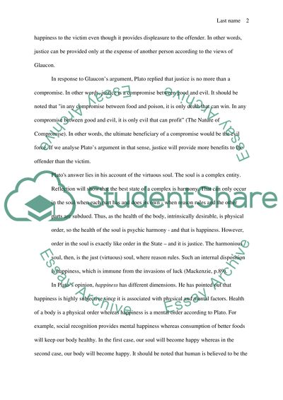 Platos Reply to Glaucons First Objection that Justice Is No More than a Compromise