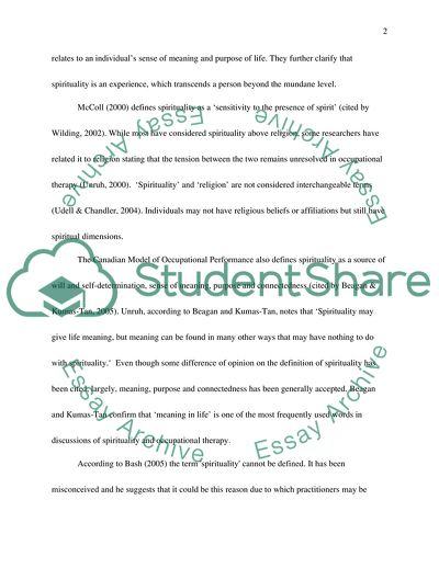 Is Spirituality Being Considered in the Occupational Therapy