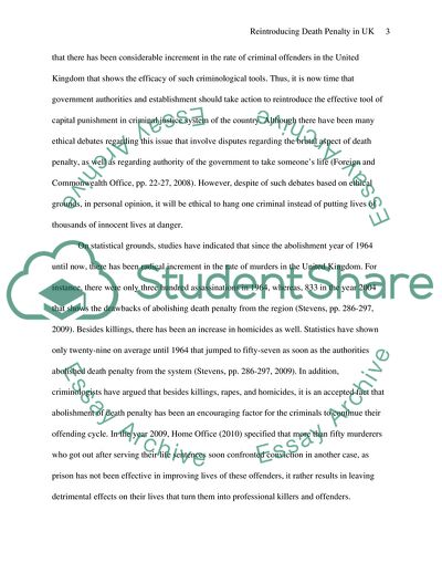 Reintroducing Death Penalty in UK