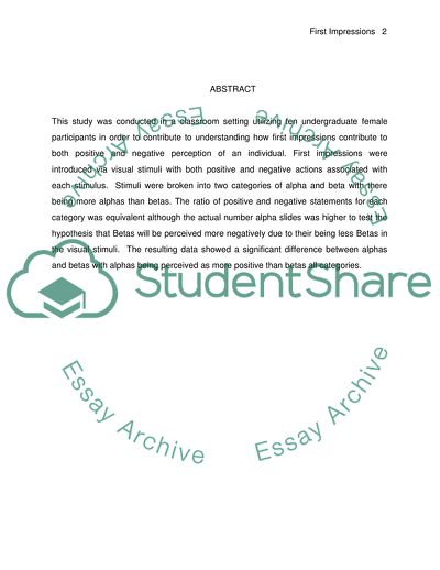 Evaluating First Impressions among Undergraduate Females Using Visual Stimuli