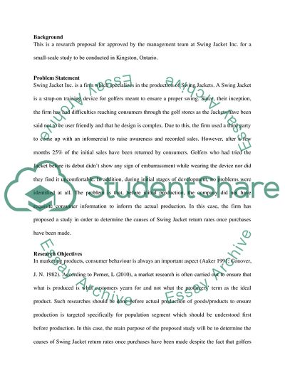 Marketing Research of Swing Jacket Inc