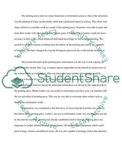 The Effects of the Printing Press on Reformation