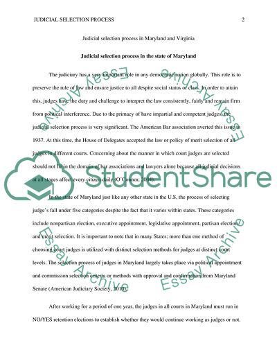 Judicial Selection Process in the State of Maryland